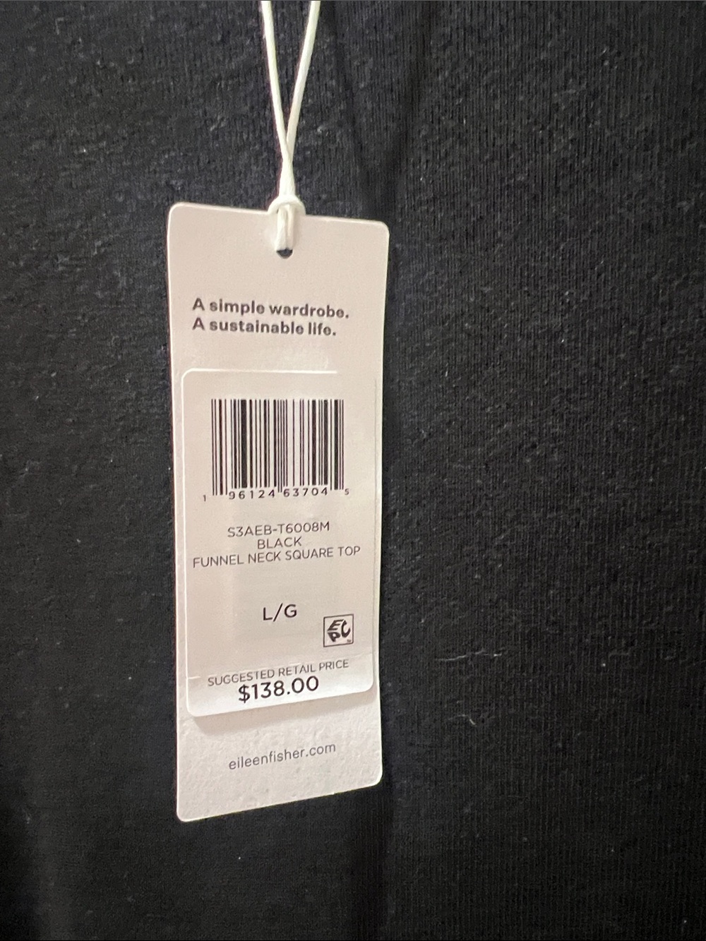 Eileen Fisher Black funnel neck square top - Picture 3 of 6
